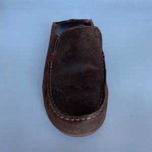 Olu Kai nubuck flip down loafers